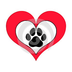 Red Heart with a Framed Pawprint photo