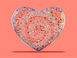 Red heart gemstone on isolated background. 3D