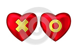 Red heart with gold cross and circle