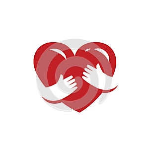 Red heart in hands. Love, health symbol vector