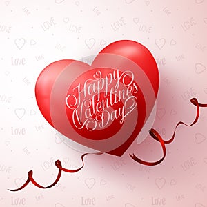 Red Heart with Happy Valentines Day Greetings in Love Patter