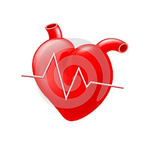 Red heart with heartbeat Graph.