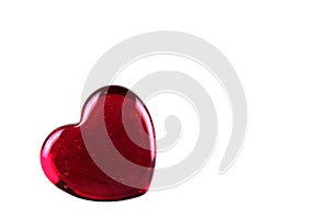 Red heart with highlights and air bubbles inside. Isolated on white