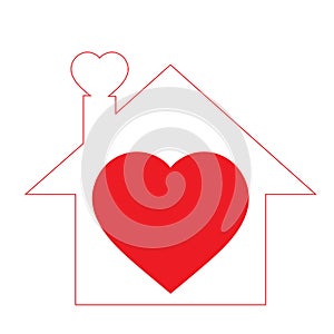 Red Heart House Logo, printable outline house templates