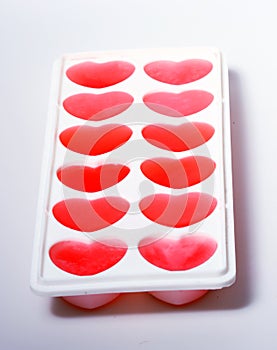 Red heart ice cubes