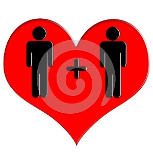 Red heart icon man and man