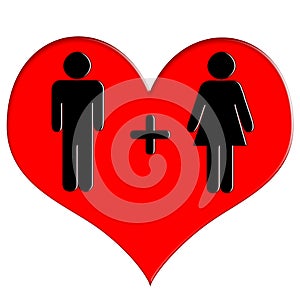 Red heart icon man and woman