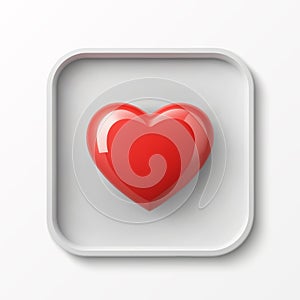 Red heart icon in white frame. Dating app icon. Concept of love, declarations of love for valentine\'s day