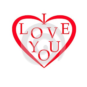 Red heart illustration with i love you message