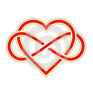 Red heart and infinity symbol, love knot