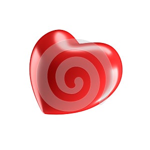 Red heart isolated on white background.