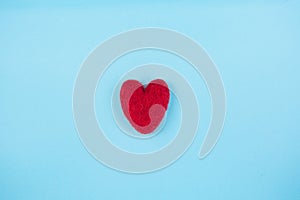 Red heart on a light Blue Background