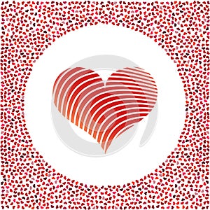 Red heart and little hearts around. Valentines Day background