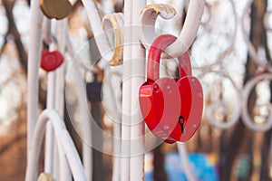 Red heart lock , valentine love symbol