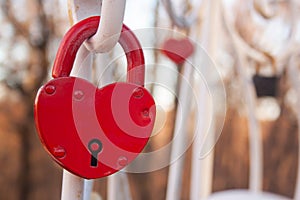 Red heart lock , valentine love symbol