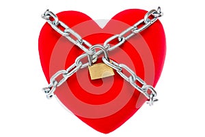 Red heart locked on padlock