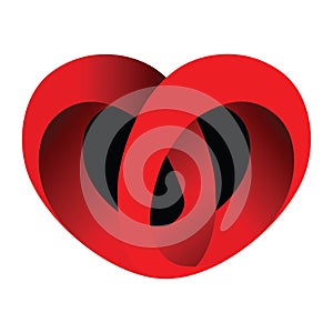 Red heart logo icon 3D