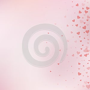 Red heart love confettis. Valentine`s day gradient