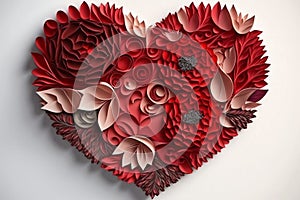 Red heart made with paper quilling technique for Valentines Day