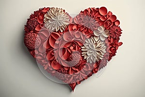 Red heart made with paper quilling technique for Valentines Day