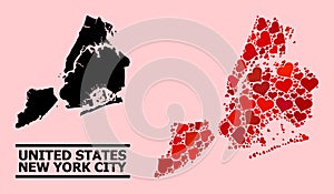 Red Heart Mosaic Map of New York City