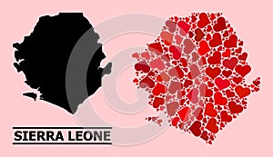 Red Heart Mosaic Map of Sierra Leone
