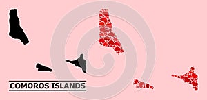 Red Heart Pattern Map of Comoros Islands
