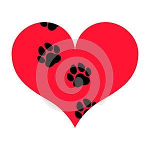 Red Heart with Pawprints On It