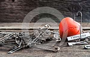 Red heart pierced stud