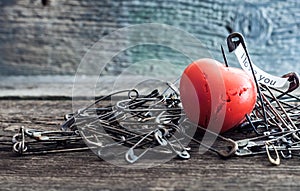 Red heart pierced stud