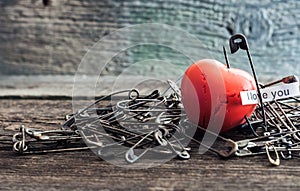 Red heart pierced stud