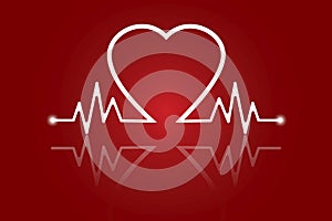 Red heart pulse icon flat design. Health care. Technology background. healthcare design. Stock image