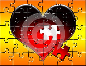 Red Heart Puzzle with Piece Missing