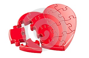 Red Heart from puzzles, 3D rendering