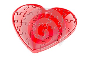 Red Heart from Puzzles. 3D rendering
