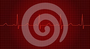 Red heart rate graph. Heart beat. Ekg wave. Heartbeat line. Vector illustration