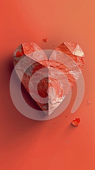 Red Heart on Red Background
