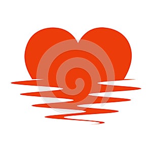 Red Heart Reflection On Water Icon