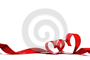 Red heart ribbon bow