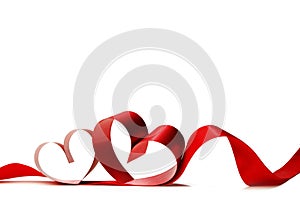 Red heart ribbon on white