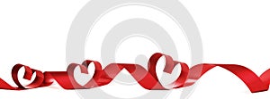 Red heart ribbon on white