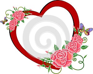 Red heart with roses