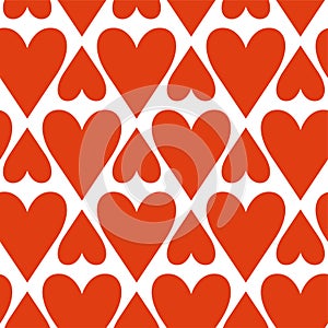 Red heart seamless pattern. Vector design elements for textile or clothes