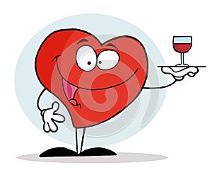 Red Heart Serving A Glass Of Red Wine