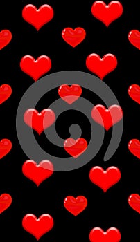 red heart shape allover with blackbackground