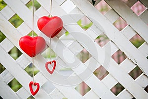 Red heart shape haning photo