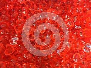 Red Heart shape Jelly Candy snack group. sweet for valentines day background