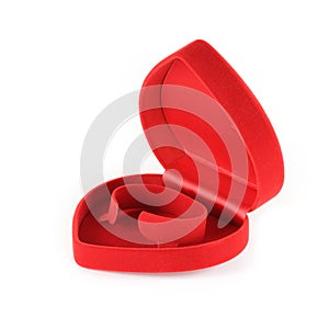 Red heart-shape jewelry box with clipping paths