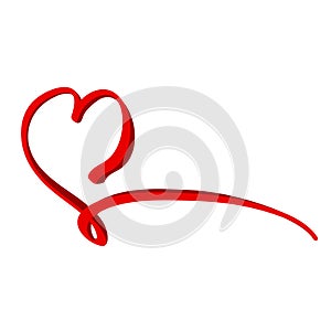 red heart shape love symbol line art decor