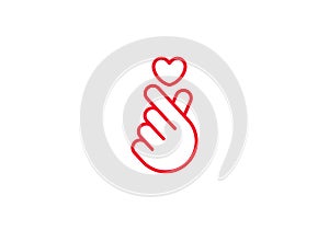 Abstract heart shape outline care Vector illustration. Red heart icon in flat style. photo